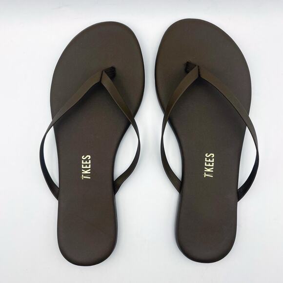 TKEES Womens Lily Square Toe Flip Flop Sandals US 5 B EU 36 Brown Leather NWOB - Picture 12 of 15
